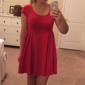 Red knee-length dress